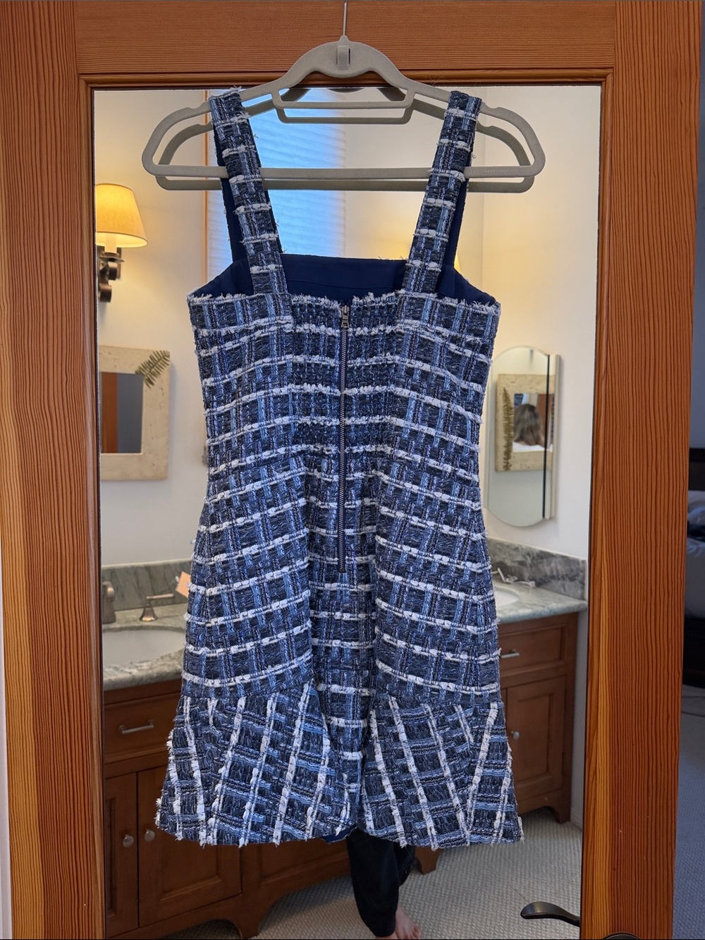 Alice + Olivia Navy and White Plaid Tweed Mini Dress - Picture 2 of 3